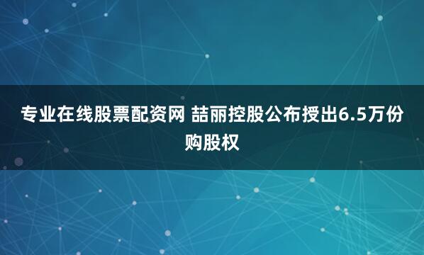 专业在线股票配资网 喆丽控股公布授出6.5万份购股权